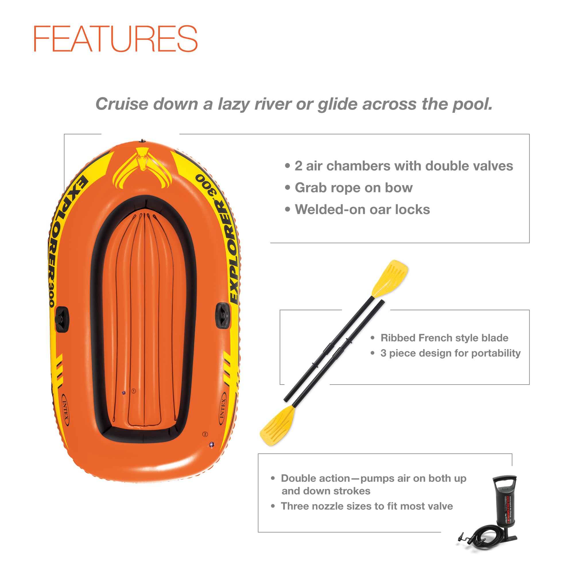 Amazon | Intex Explorer 300, 3-Person Inflatable Boat Set